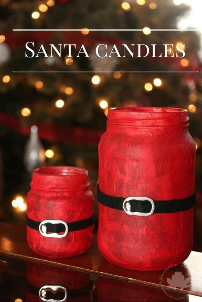 Santa Candles made from small jars