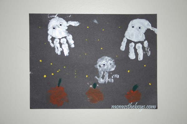 handprint ghosts halloween craft