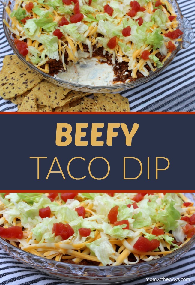 Beefy Taco Dip Appetizer Recipe - Mom vs the Boys