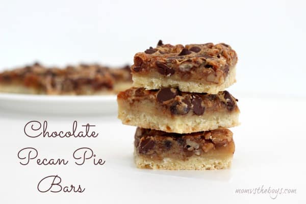 Chocolate Pecan Pie Bars - Mom vs the Boys