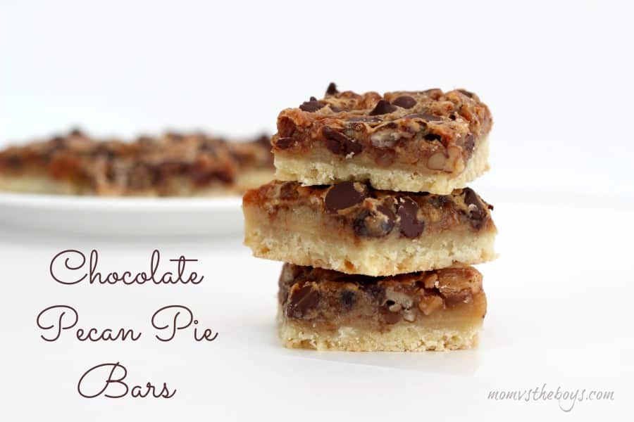 Chocolate Pecan Pie Bars Recipe - Mom vs the Boys