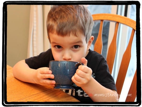 drinking from tea cup