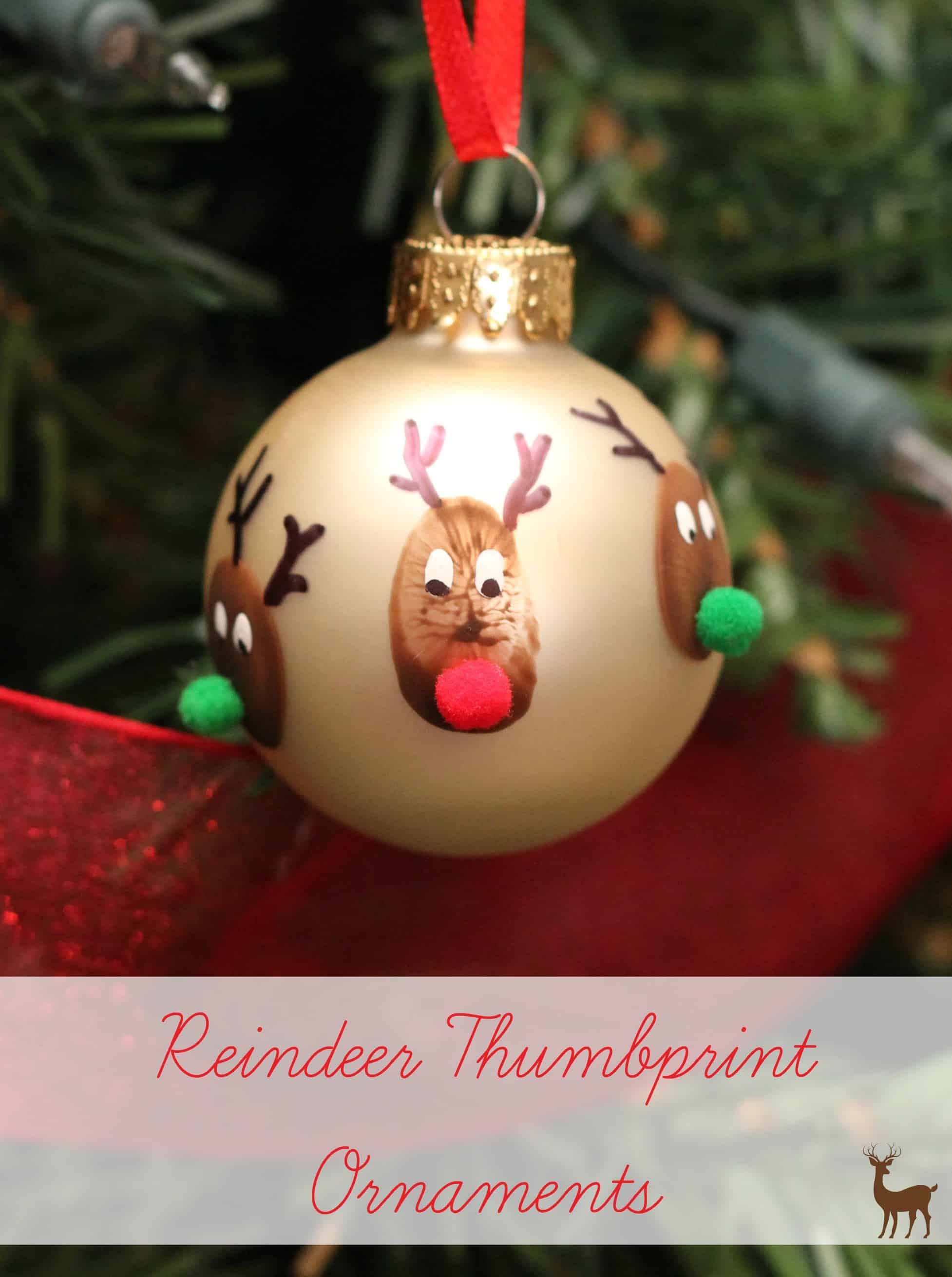 Reindeer Thumbprint Ornaments - Mom vs the Boys