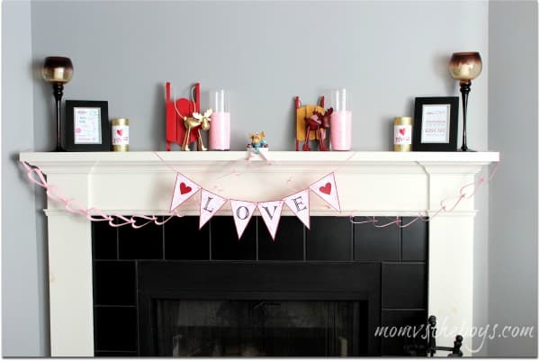 valentines fireplace mantel