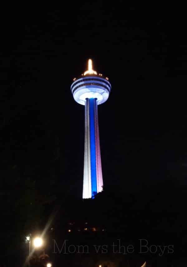 skylon tower at night