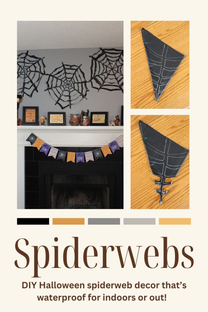 trash bag spiderwebs for halloween decorating