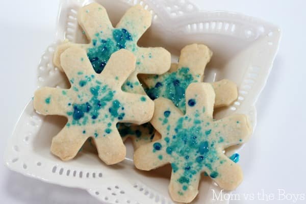Frozen Inspired Candy Cane Shortbread Cookies - Mom vs the Boys