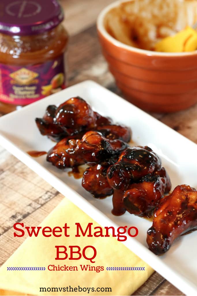 Sweet Mango Barbecue Chicken Wings - Mom vs the Boys