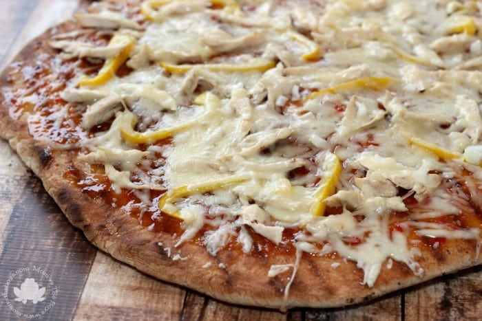 Sweet Chili Chicken Pizza on the grill
