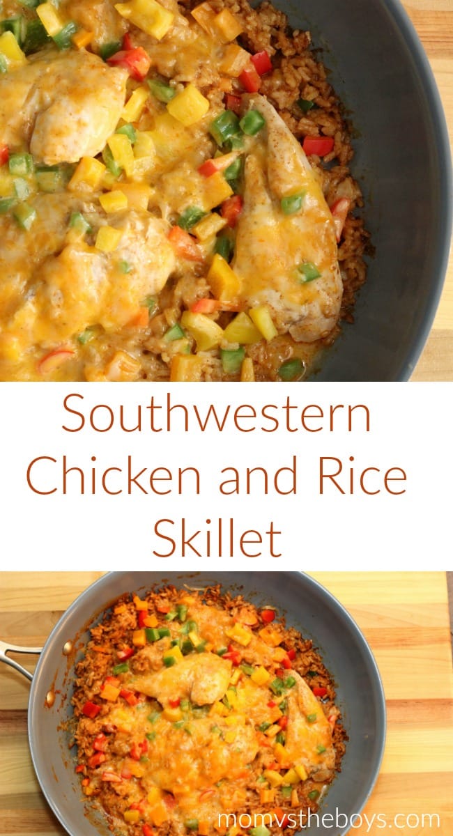 Southwestern Chicken and Rice Skillet - Mom vs the Boys