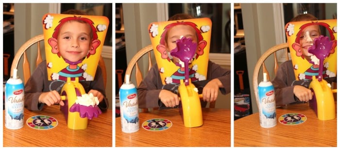 Pie Face for Family Game Night - Mom vs the Boys