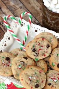 Chocolate Chip Candy Cane Cookies - Mom vs the Boys