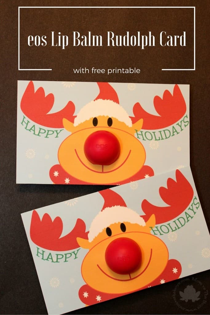adorable eos rudolph card with free printable - Mom vs the Boys 
