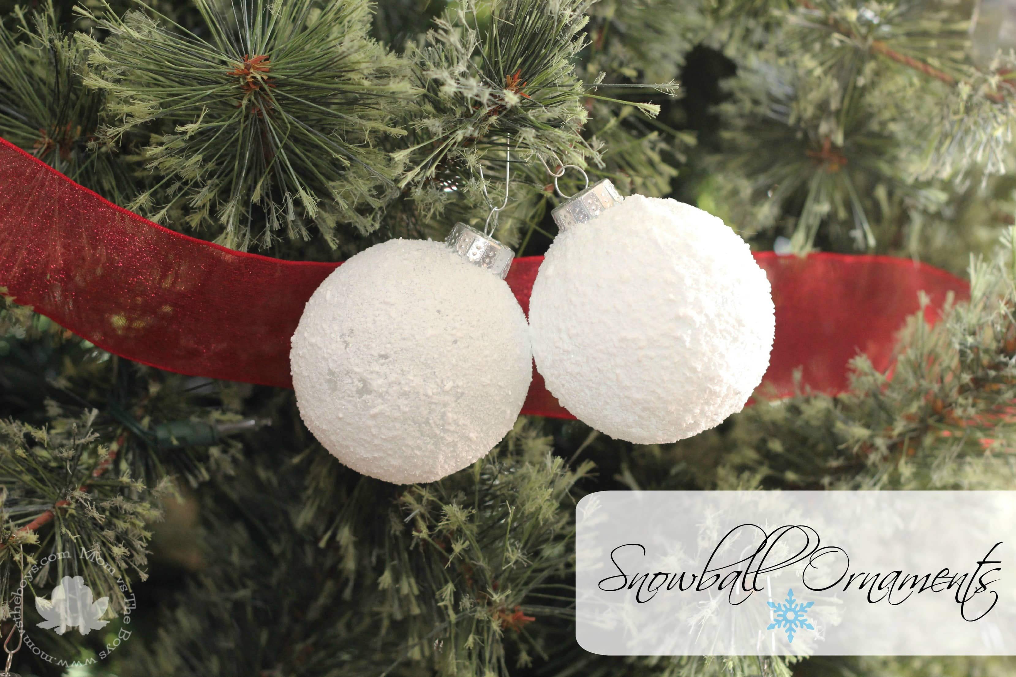 Easy Snowball Ornaments for the Christmas Tree - Mom vs the Boys