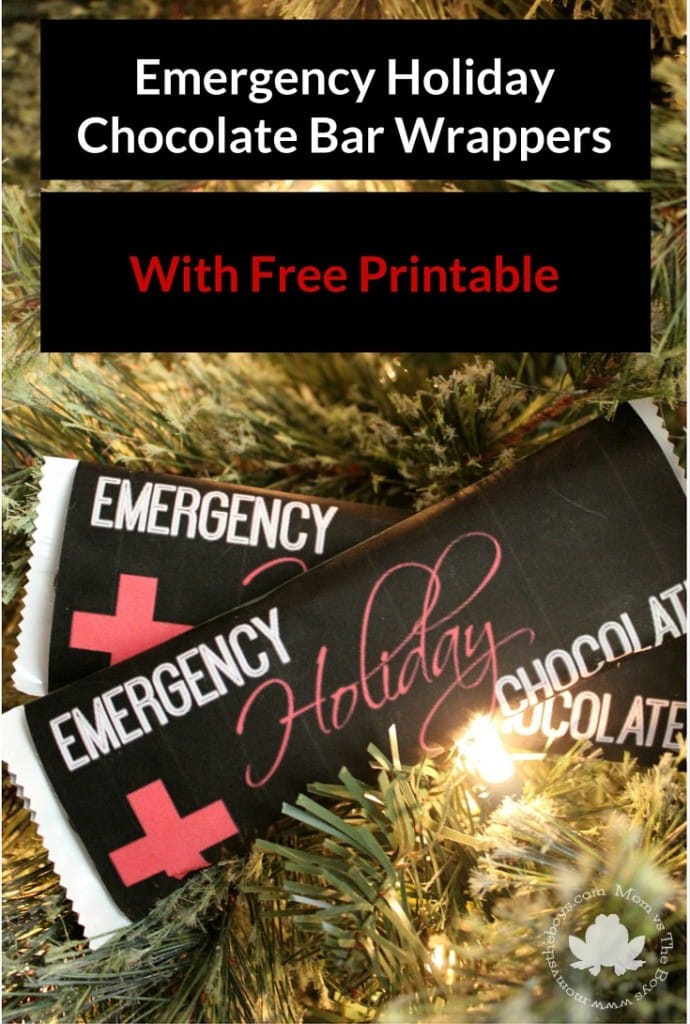 Emergency Holiday Chocolate - Free Printable Chocolate Bar Wrappers from Mom vs the Boys