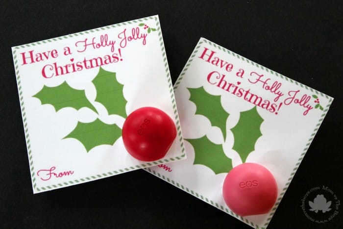 eos lip balm holiday card with free printable - mom vs the boys