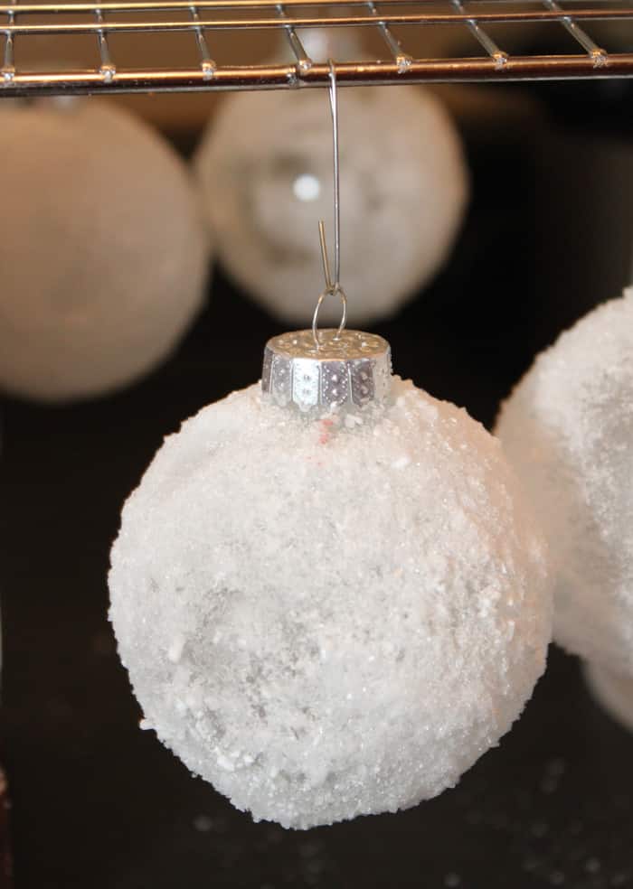 snowball ornament drying