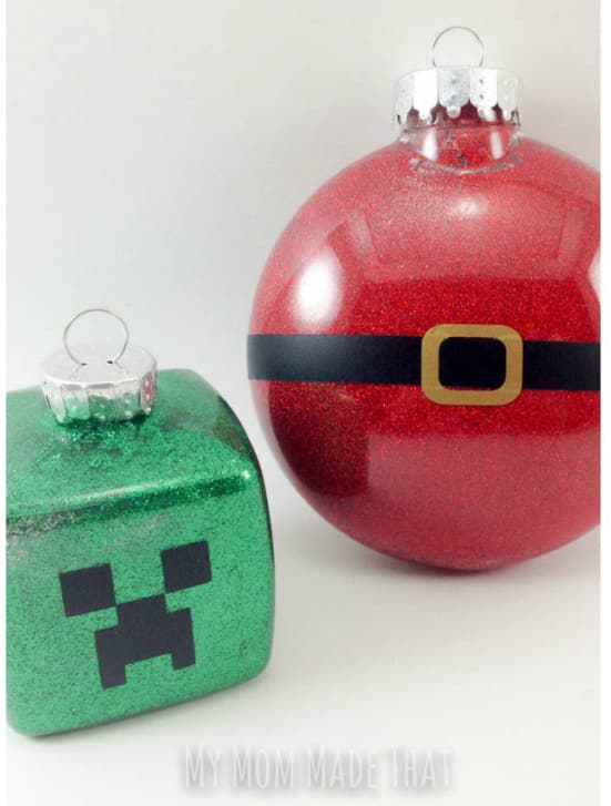 Glitter Minecraft Ornaments