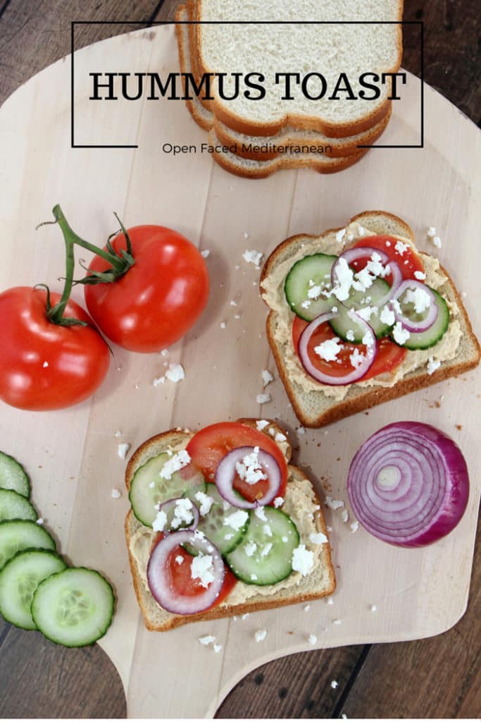 Open Faced Mediterranean Hummus Toast - Mom vs the Boys