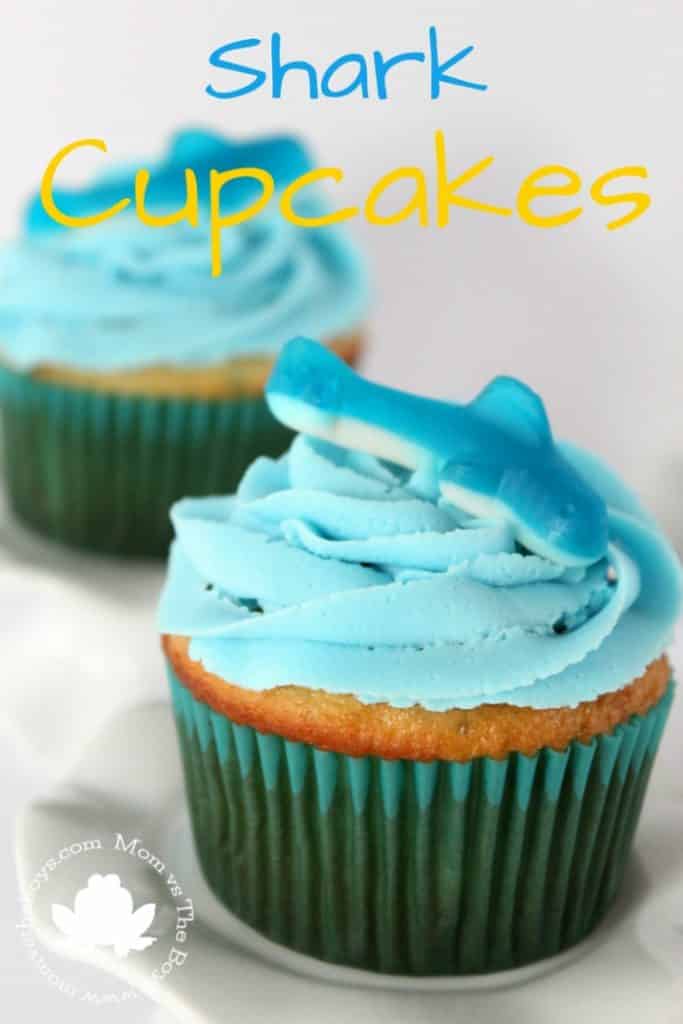 Shark Cupcakes - Mom vs the Boys