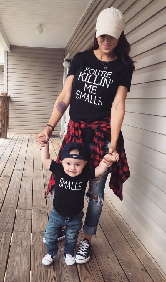 mother and son matching shirts