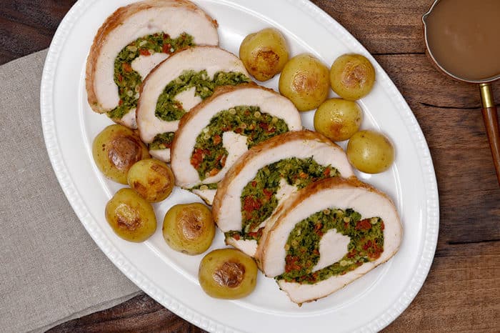 sundried tomato greens stuffed turkey breast roast 