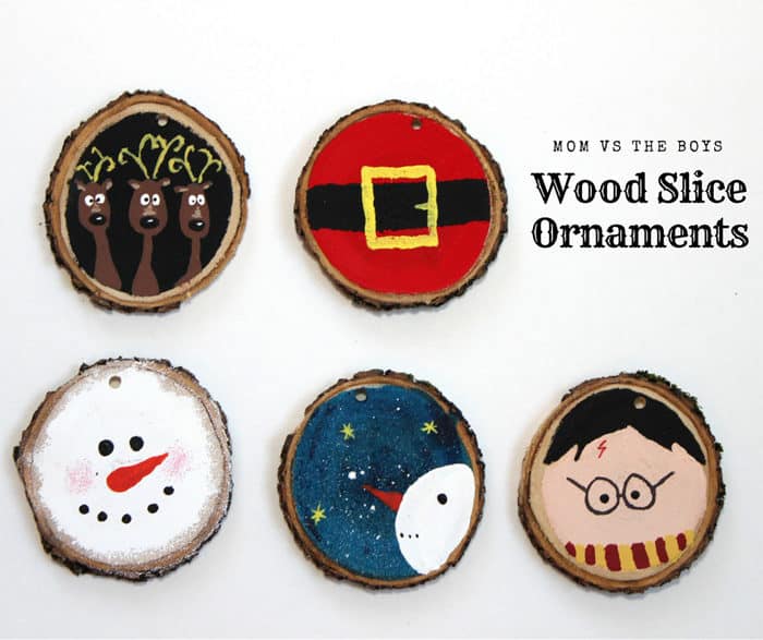 DIY Painting Wood Slice Christmas Ornaments 