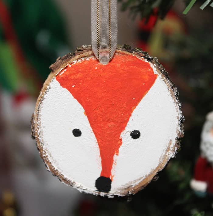 fox wood slice ornament