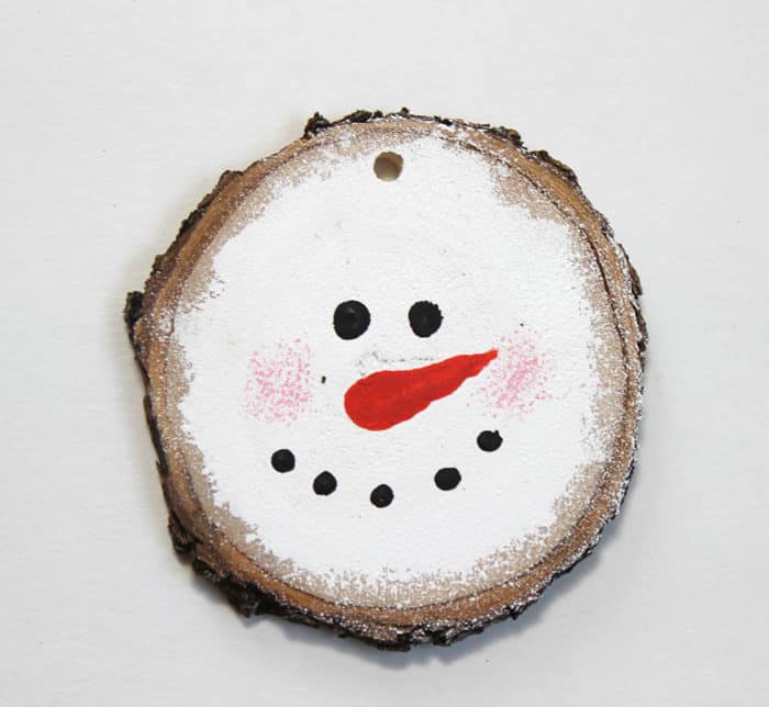 snowman wood slice ornament