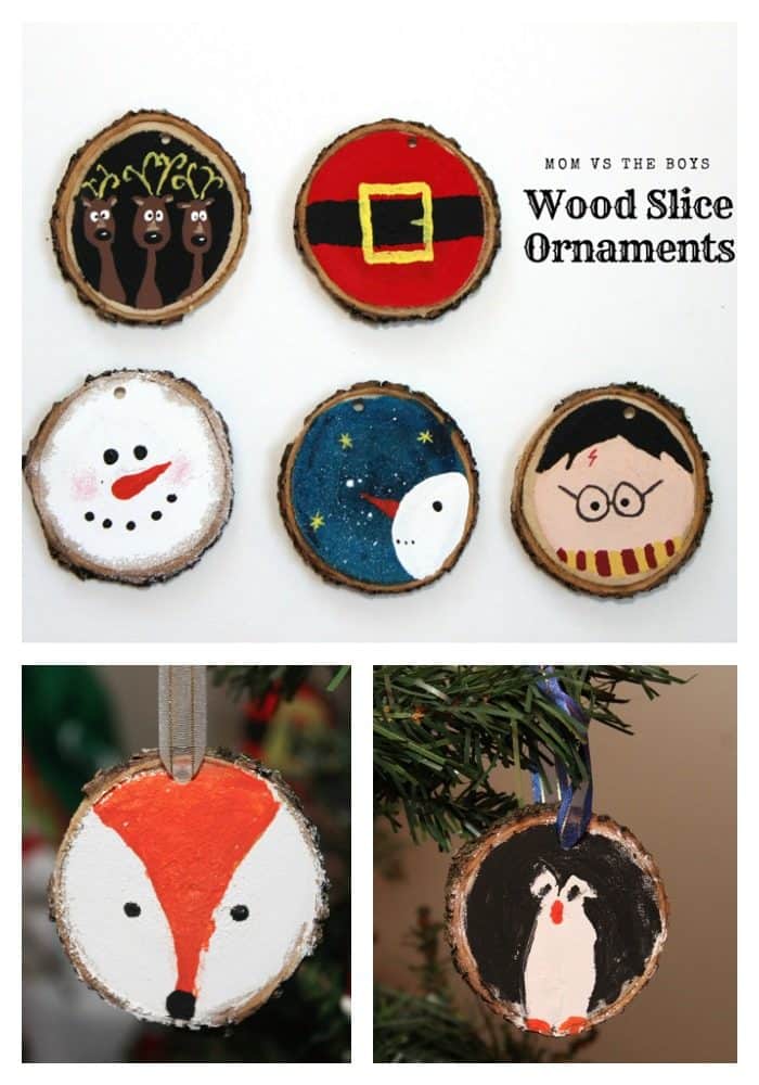 How to Make Christmas Wood Slice Ornaments - Inspire the Mom