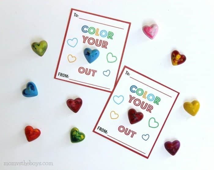 DIY heart shaped crayon valentines - color your heart out 