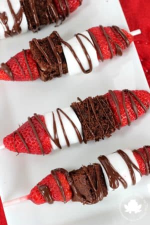 Chocolate Strawberry Dessert Kabobs for Valentine's Day