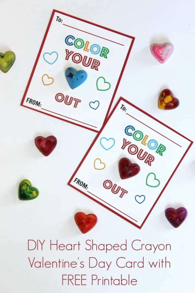 DIY Heart Shaped Crayon Valentines with Printable