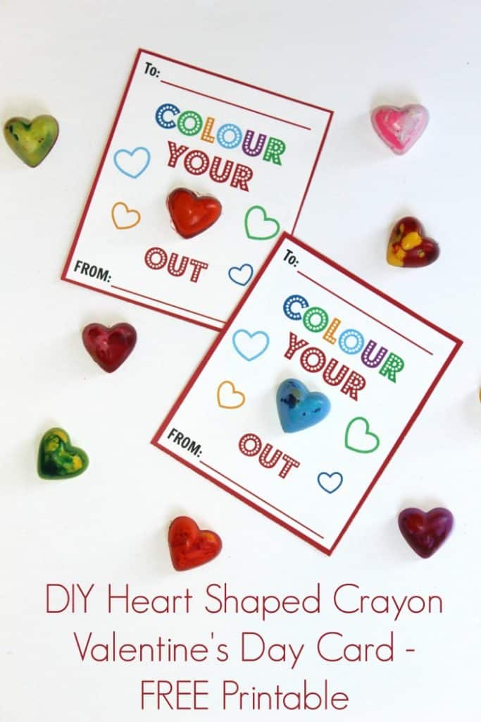 DIY Heart Shaped Crayon Valentines with Printable