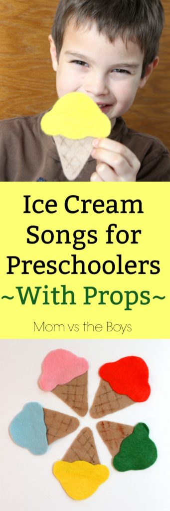 Ice Cream Songs for Preschoolers with Free Printable Prop Template - Mom vs the Boys