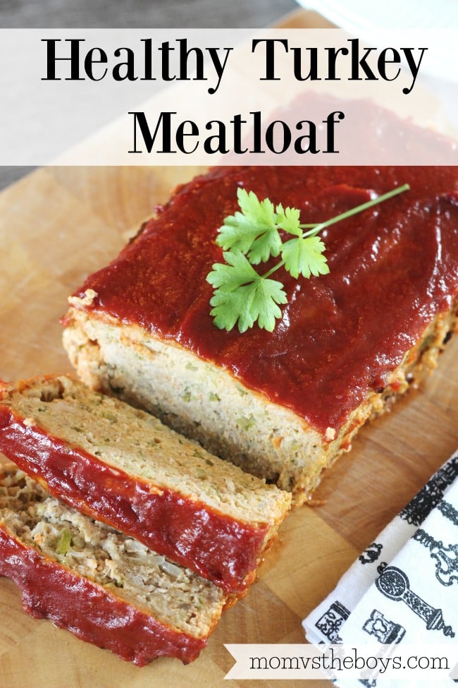 This Healthy Turkey Meatloaf is loaded with garden veggies! Mom vs the Boys