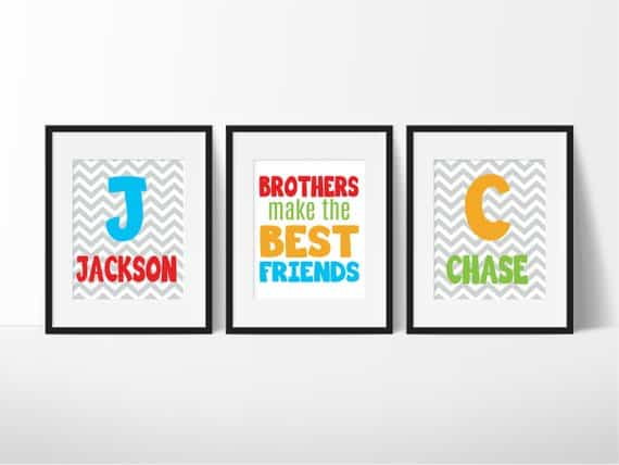 best of friends wall art for shared boys room