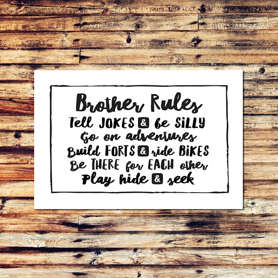 brother rules sign for shared boys room