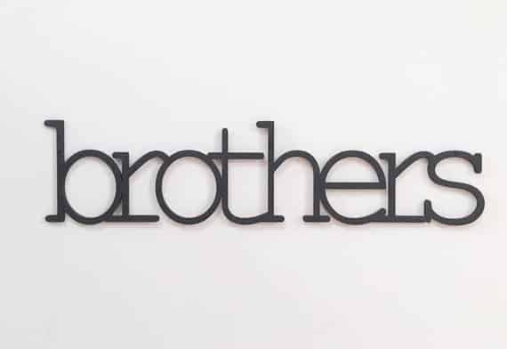 wooden brothers sign for a shared boys bedroom