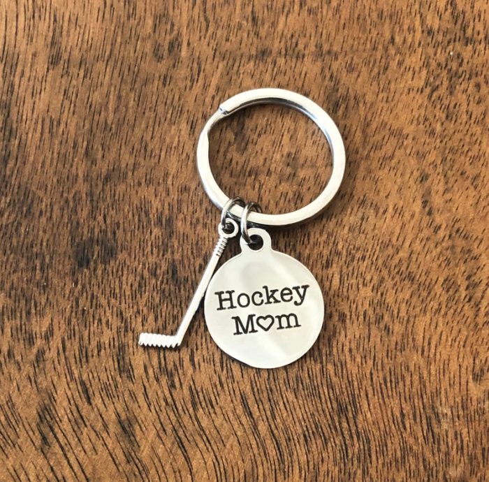 hockey mom keychain