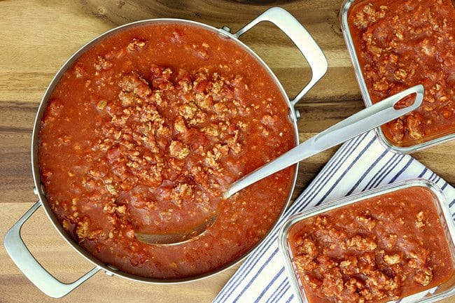 turkey ragu in a pot