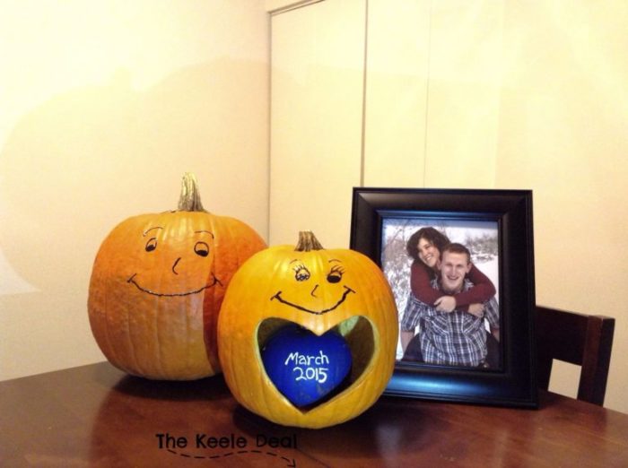 baby boy announcement with pumpkins