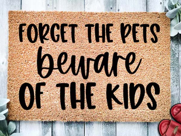 beware of kids doormat