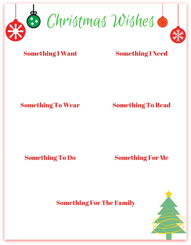 Christmas Wish List Printable: Want, Need, Wear, Read - Overstuffed Life