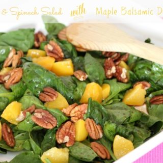 Peach & Spinach Salad with Maple Balsamic Dressing