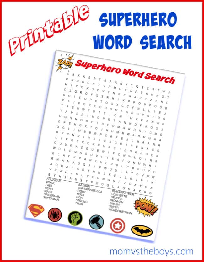 Free Printable Superhero Word Search