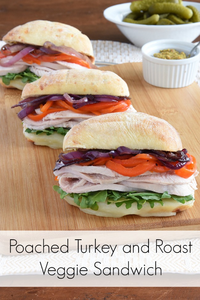 poached turkey and roast veggie sandwich 