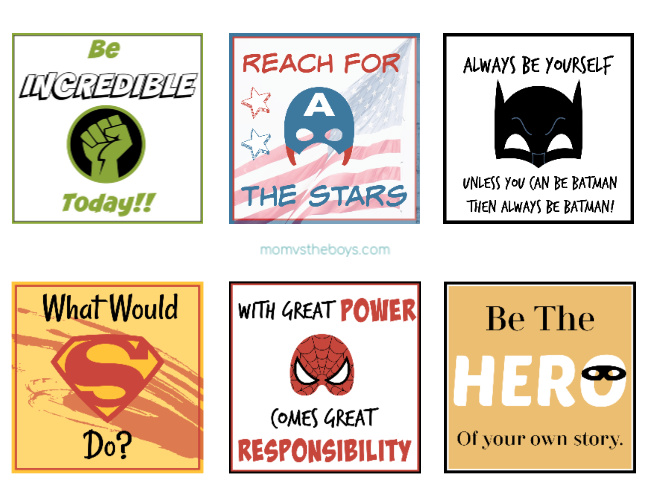 superhero lunchbox notes printable