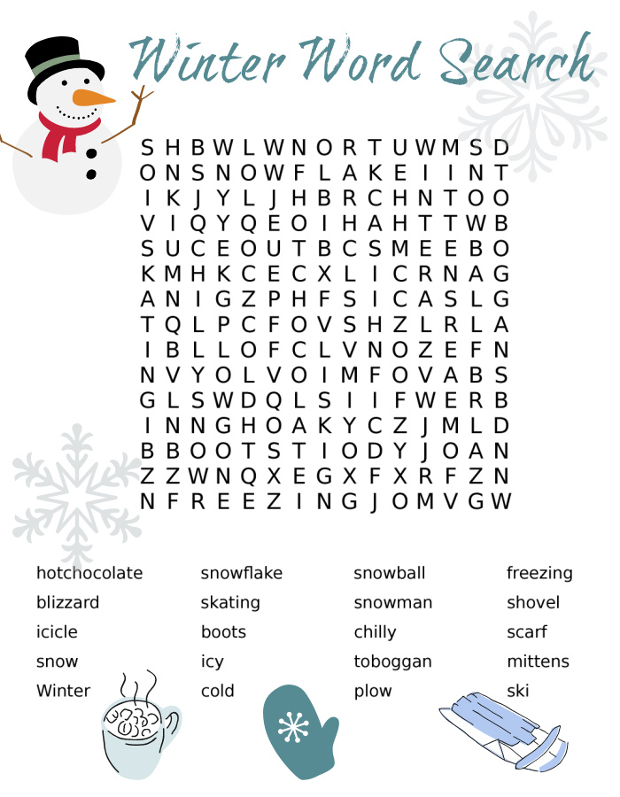 winter word search 