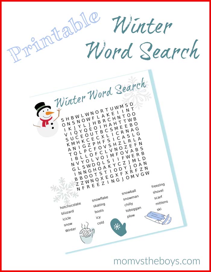 winter word search puzzle
